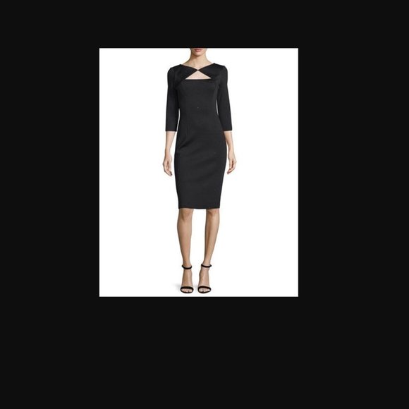 St. John Collection Black Sequined Knit 3/4-Sleeve Dress Caviar sz. 2 $1595 *EUC - Picture 1 of 8